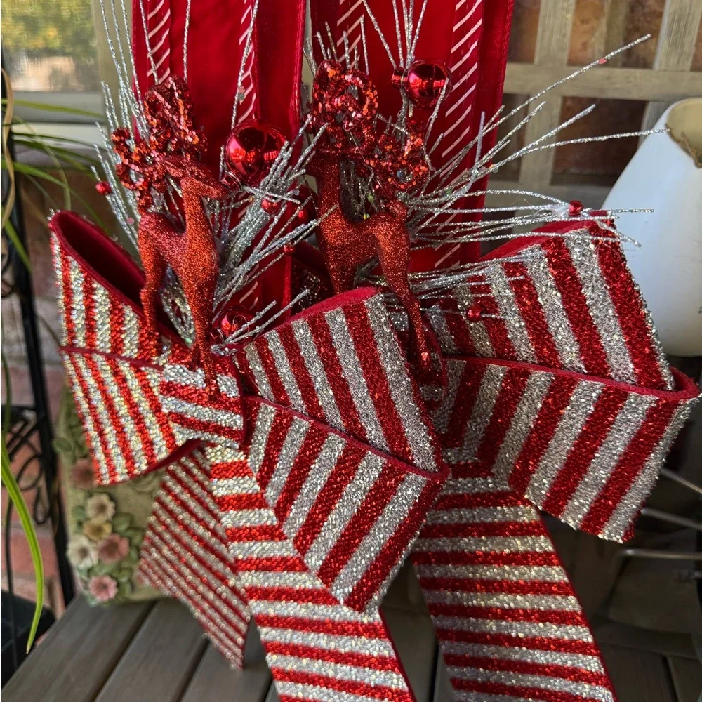 Over The Door Double Christmas Swag.  Christmas Bow/ Wreath /Ribbon Swag custom